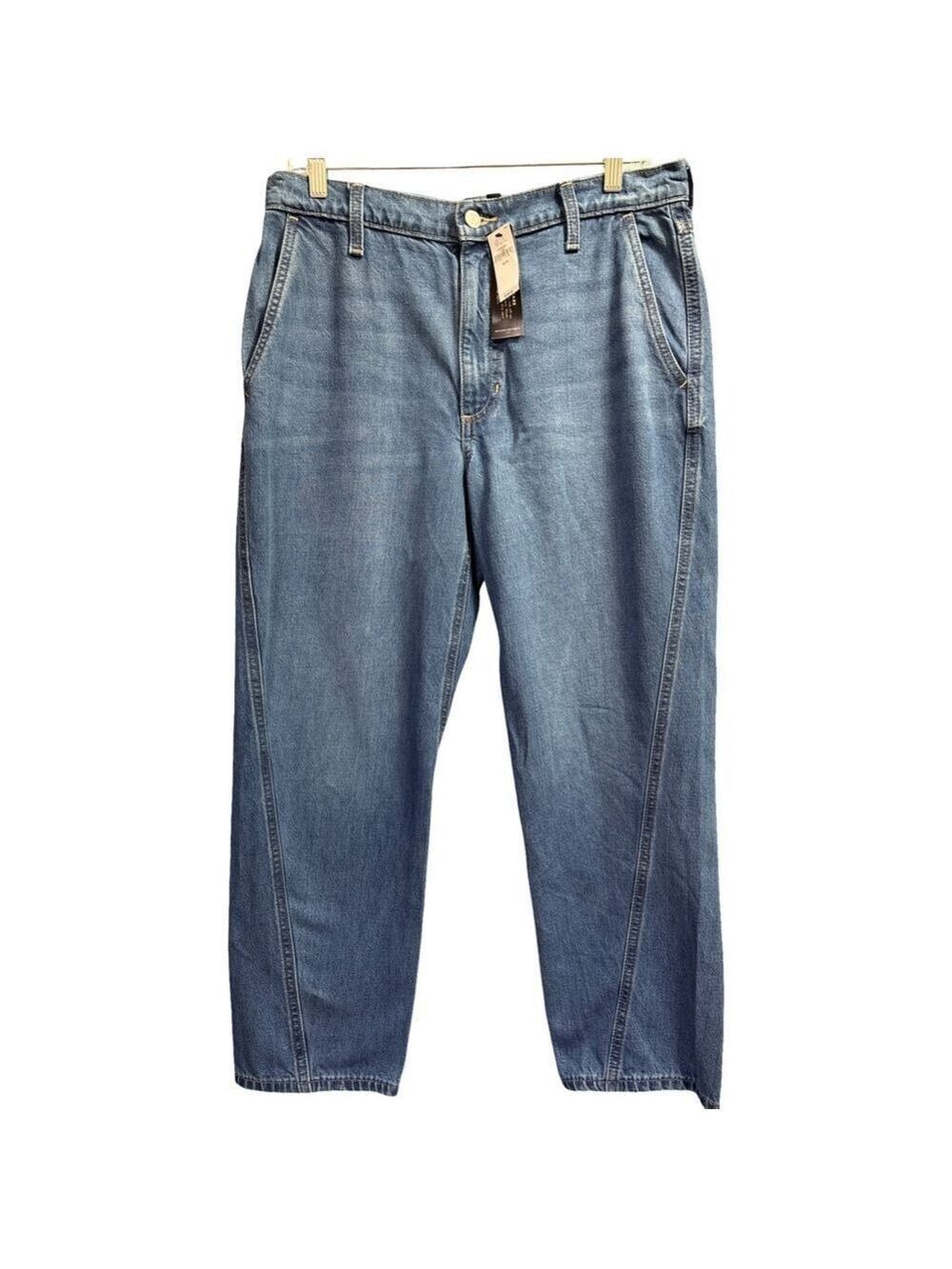 Banana Republic Women's High-Rise Barrel Leg Blue Jeans 32/14 NWT